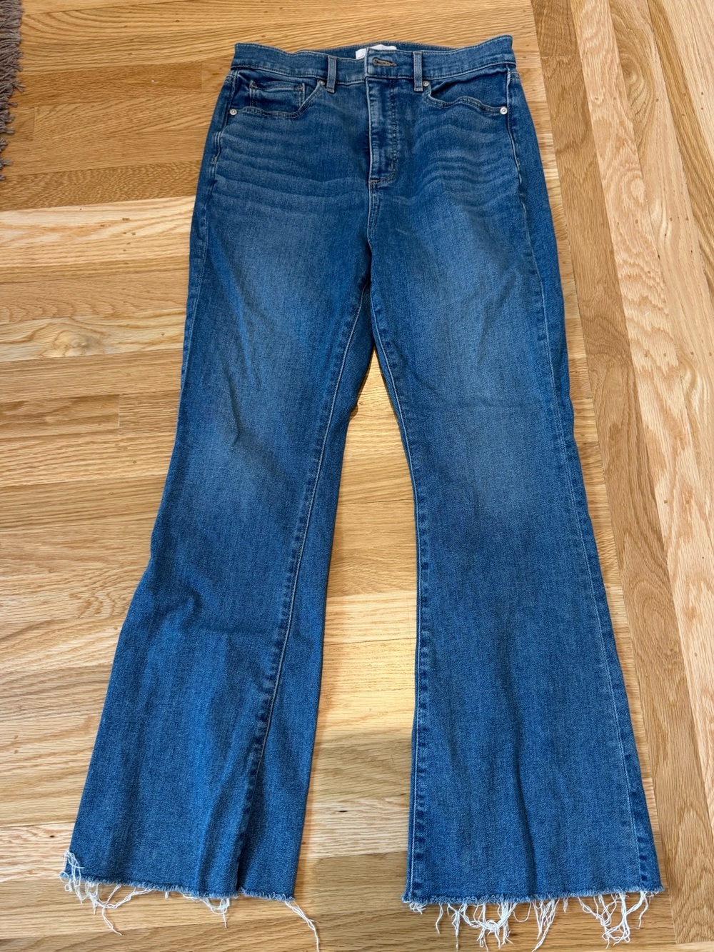 LOFT Blue Flare Jeans with Raw Hem